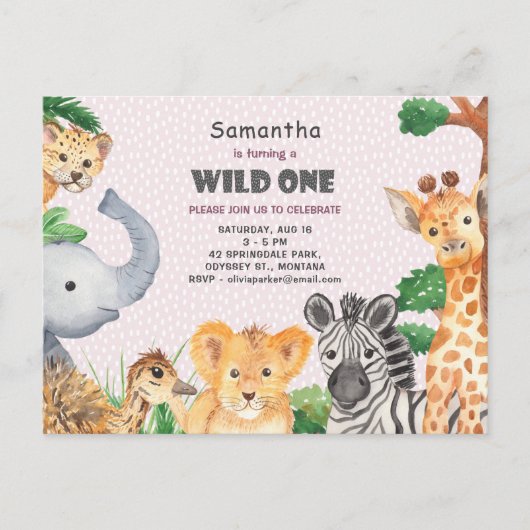 Wild One Tropical Oerwoud Camp 1e Verjaardagsuitno Briefkaart (Voorkant)