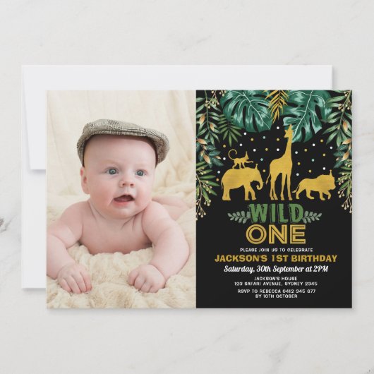 Wild One Tropical Oerwoud Safari 1e verjaardagsfee Kaart (Voorkant)