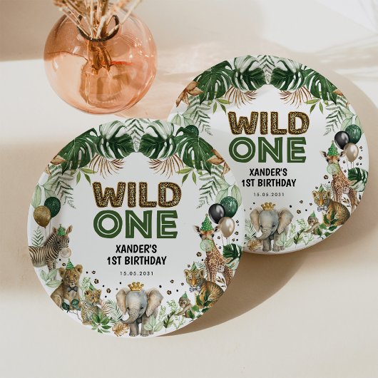 Wild One Tropical Oerwoud Safari Animals Papieren Bordje