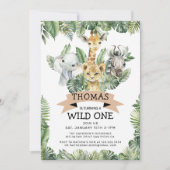 Wild One Tropical Oerwoud Safari Verjaardag Kaart (Voorkant)