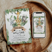 Wild One Tropical Oerwoud Safari Verjaardag Kaart