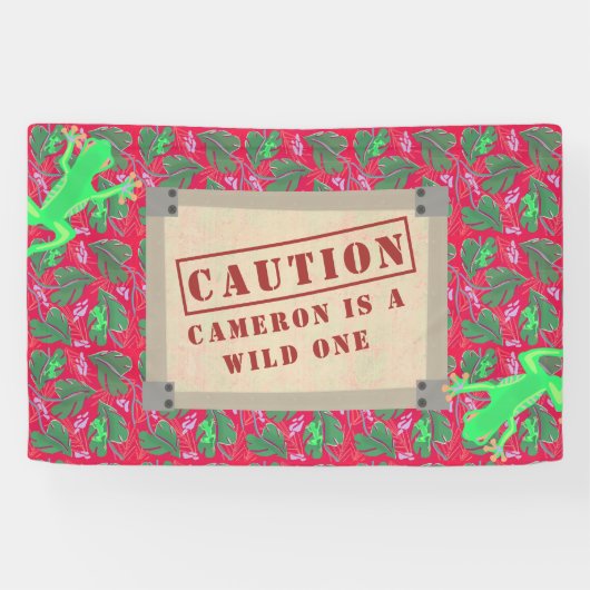 Wild One Tropical Rainforest Birthday Custom Spandoek (Horizontaal)