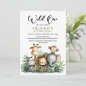 Wild One Tropical Safari Animals 1st Birthday Kaart (Staand voorkant)