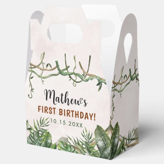 Wild One Tropical Safari Eerste Verjaardag Bedankdoosjes (Geopend)