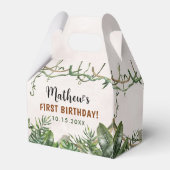 Wild One Tropical Safari Eerste Verjaardag Bedankdoosjes (Voorkant Zijde)