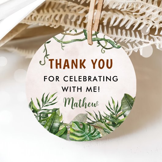 Wild One Tropical Safari Eerste Verjaardag Bedankjes Labels