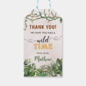 Wild One Tropical Safari Eerste Verjaardag Cadeaulabel (Achterkant)