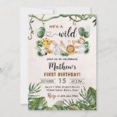 Wild One Tropical Safari Eerste Verjaardag Kaart (Voorkant)
