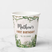 Wild One Tropical Safari Eerste Verjaardag Papieren Bekers (Voorkant)