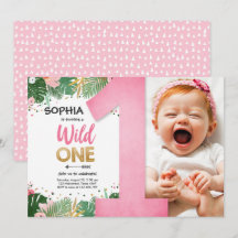 Wild One Tropical Safari Girl Pink eerste verjaard