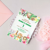 Wild One Tropical Safari Oerwoud Dieren Verjaardag Kaart