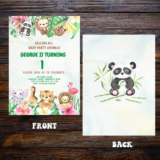 Wild One Tropical Safari Oerwoud Dieren Verjaardag Kaart