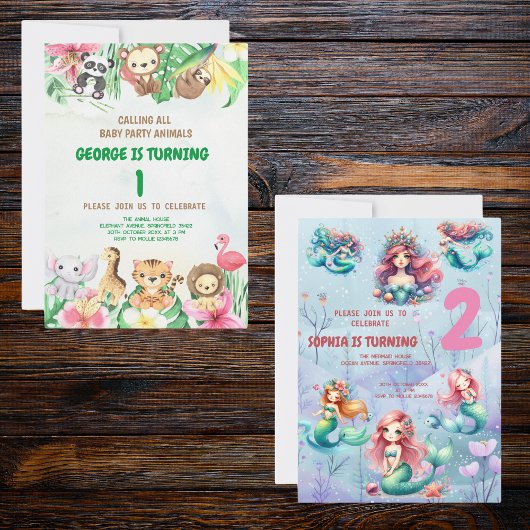 Wild One Tropical Safari Oerwoud Dieren Verjaardag Kaart