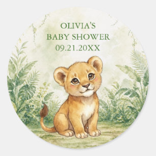 Wild One Tropisch Jungle Baby Shower Cadeautje Ronde Sticker