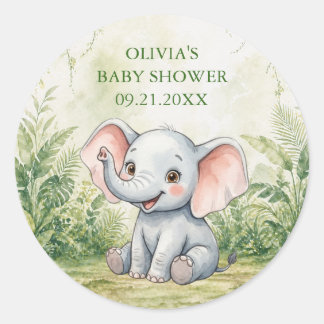 Wild One Tropisch Jungle Baby Shower Favoriet Ronde Sticker
