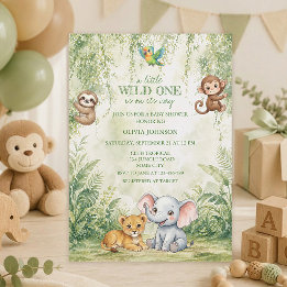 Wild One Tropisch Jungle Baby Shower Uitnodiging