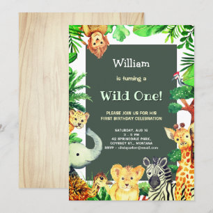 Wild One Tropisch regenwoud Whimsical Verjaardag Kaart