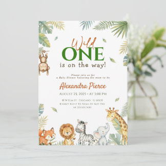 Wild One Tropische Groene Baby Shower Kaart