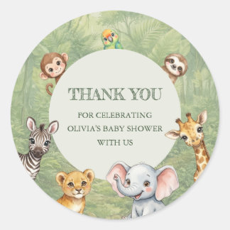 Wild One Tropische Jungle Baby Shower Bedankt Ronde Sticker