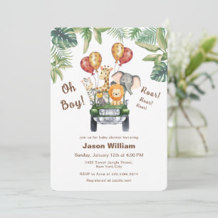 Wild One Tropische Jungle Safari Jongen Baby Borre Kaart