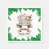 Wild One Tropische Jungle Safari Verjaardag Servet (Voorkant)