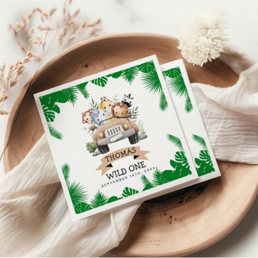 Wild One Tropische Jungle Safari Verjaardag Servet
