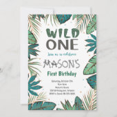Wild One Tropische Safari 1e Verjaardag Uitnodigin Kaart (Voorkant)