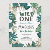 Wild One Tropische Safari 1e Verjaardag Uitnodigin Kaart (Voorkant / Achterkant)