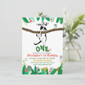 Wild One Tuxedo Kat Kinder 1e verjaardag Uitnodigi Kaart (Staand voorkant)