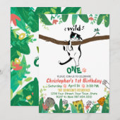 Wild One Tuxedo Kat Kinder 1e verjaardag Uitnodigi Kaart (Voorkant / Achterkant)