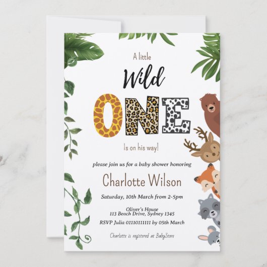 Wild One typografie baby shower QR-code Kaart (Voorkant)