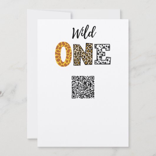 Wild One typografie baby shower QR-code Kaart (Achterkant)