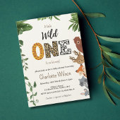 Wild One typografie baby shower QR-code Kaart