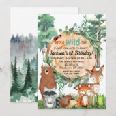 Wild One Uitnodiging | Bossen (Voorkant / Achterkant)
