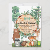 Wild One Uitnodiging | Dieren van het bos (Voorkant)
