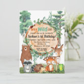 Wild One Uitnodiging | Dieren van het bos (Staand voorkant)