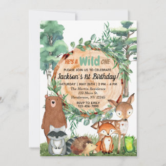 Wild One Uitnodiging | Dieren van het bos