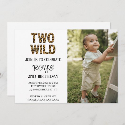 WILD ONE-UITNODIGING KAART (Voorkant / Achterkant)