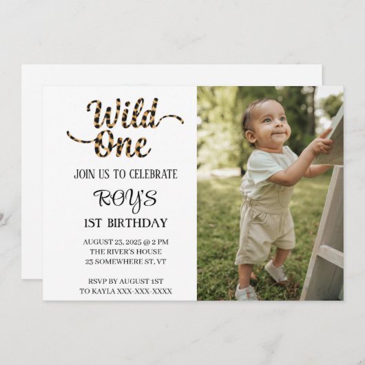 WILD ONE-UITNODIGING KAART (Voorkant / Achterkant)