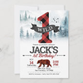 Wild One-uitnodiging, Lumberjack First Birthday Kaart (Voorkant)