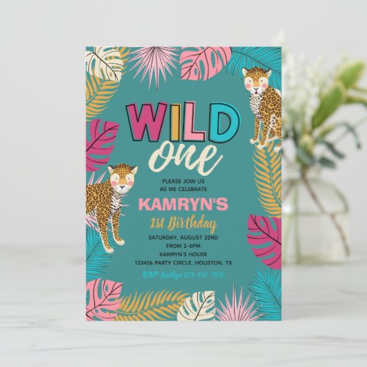 Wild ONE Uitnodiging | Uitnodiging van Girl Wild O (Staand voorkant)