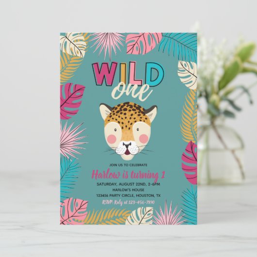 Wild ONE Uitnodiging | Uitnodigingen van luipaard (Staand voorkant)