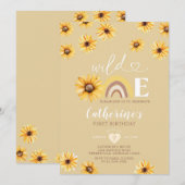 Wild One Verjaardag Boho Regenboog Zonnebloemen Kaart (Voorkant / Achterkant)