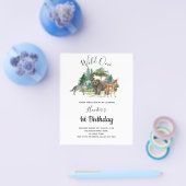 Wild One verjaardag bos bosdieren budget Flyer (Enkel)