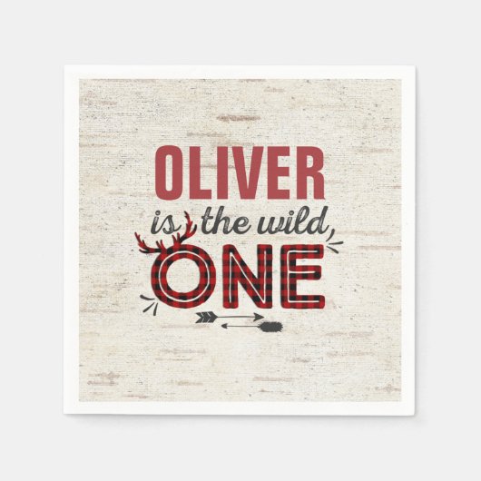 Wild One Verjaardag Party Napkin Lumberjack Wild O Servetten (Voorkant)