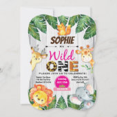 Wild One verjaardag uitnodiging. Girl oerwoud Safa Kaart (Voorkant)