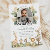 Wild One Verjaardag Uitnodiging Jongen Safari Dier