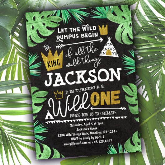 Wild ONE Verjaardag Uitnodiging Jongen Wilde Dinge