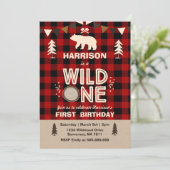 Wild One Verjaardag Uitnodiging Lumberjack Wild On (Staand voorkant)