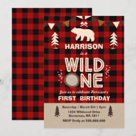 Wild One Verjaardag Uitnodiging Lumberjack Wild On